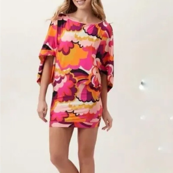 Trina Turk Colorful Floral Batwing Sleeve coverup size S - Picture 9 of 10